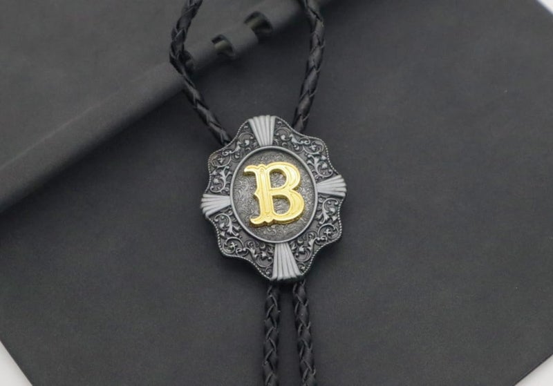KECOL Western Letter Bolo Tie Cowboy Aalphabet A to Z Neckties Necklace for Men Women - Image 4